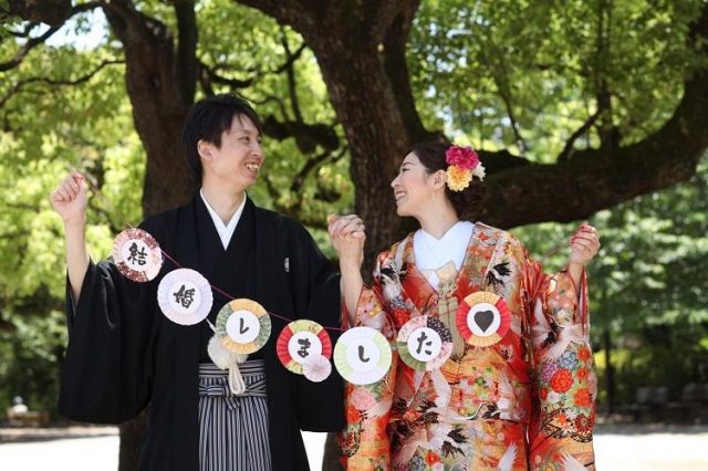 結婚しました 和ガーランド 和装 前撮り 結婚式 ウェルカムスペース